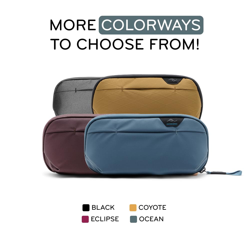 Peak Design Pochette da viaggio piccola Ocean, resistente alle intemperie, kit Dopp verticale o sospeso con tasche, tasca magnetica per spazzolino da denti, ampia apertura UltraZip, borsa da toilette