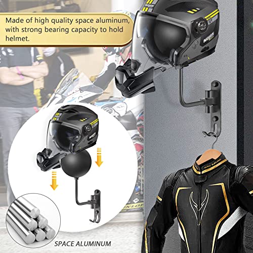 image for Kikerike Motorcycle Helmet Holder Wall Mount 180 Degree Rotation Metal