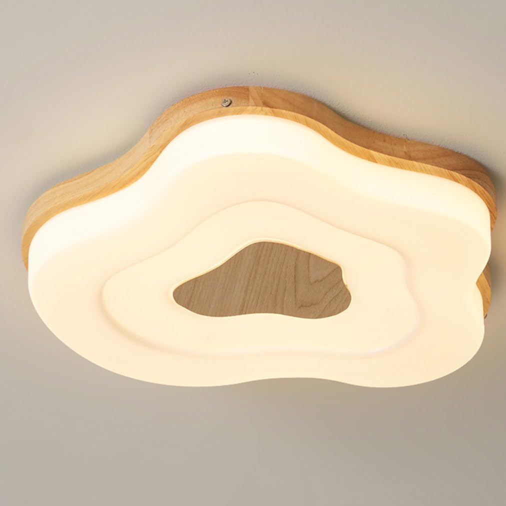 JXYDJH Oak Wood Flush Mount Ceiling Light Fixture LED Hallway Lighting Fixtures with Acrylic Lamp Shade Farmhouse LED Lights Minimalist Beige Ceiling Lamp for Bedroom Hallway Laundry 19.7"