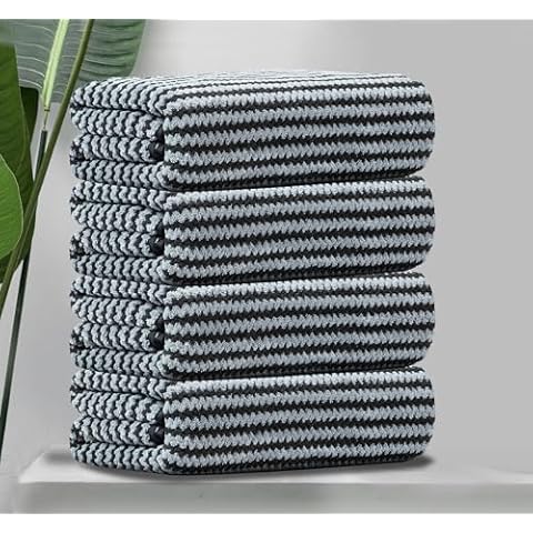 Ycosy 4 Pack Washcloths Set 13"x13",Black Towel Set for Bathroom, Hotel, Shower, Spa,Gym,Premium Quality Washcloths Set Soft Absorbent and Quick Dry Towel for Daily Use,Soft Microfiber Washcloths Cover