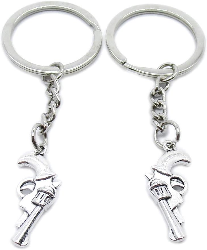 100 Pieces Keyring Keychain Wholesale Suppliers Jewelry Clasps TI7Y9W Pistol Revolver Gun