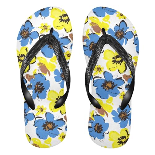Burbuja Abstract Flowers Flip Flops for Women Men, Soft Thong Sandals Rubber Slippers for Pool Beach Essentials