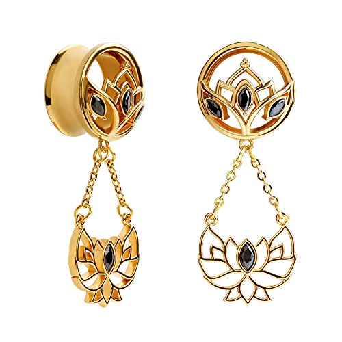 TBOSEN Ear Gauges Dangle Plugs Tunnels For Ears Reamer Hollow Flower Surgical Steel Screw Dilation Piercing Expander Gauge 00g(10mm)