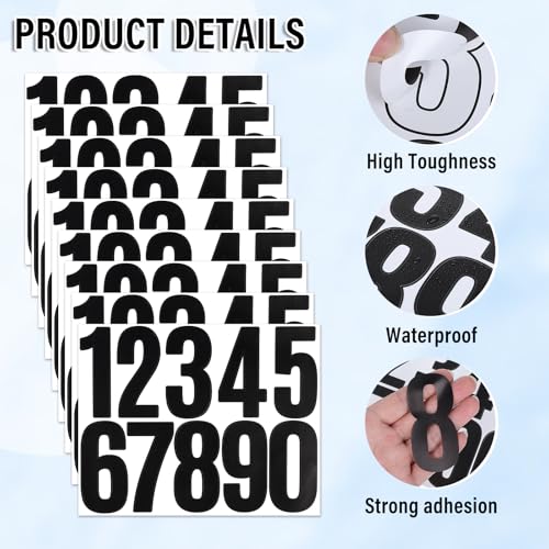 9 Blatt Zahlen Aufkleber,Klebezahlen Wetterfest Schwarz,Zahlen Sticker Groß,0–9 Reflektierende Vinyl Nummern Aufkleber,Selbstklebende Aufklebe Zahle,Wasserdicht Hausnummer für Postkasten Haus Mülltonn