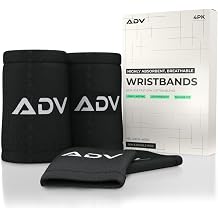 ADV Tennis Wristbands with New Age Polyester Cotton Blend - Ultra Absorbent Wrist Sweatbands - Doublewide & Slim Wrist Bands for Sweat - 4 Pack or 2 Pack