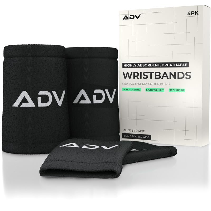- Wristbands with New Age Polyester Cotton Blend - Ultra Absorbent Wrist Sweatbands - Doublewide & Slim Wrist Bands for Sweat - 4 Pack or 2 Pack