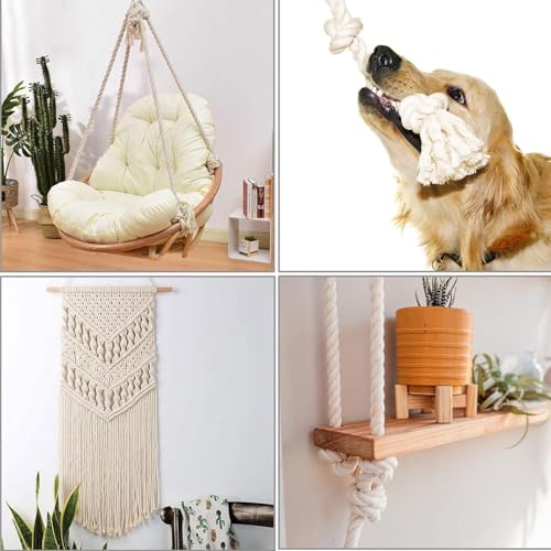 Image of VHM [1 INCH x 20 FEET] 25 CM Off White Strong Cotton Rope for Hanging Craft Climbing Swing Tug of War Gym Decoration Nautical, Landscaping, Railings, Hammock, Wedding Etc