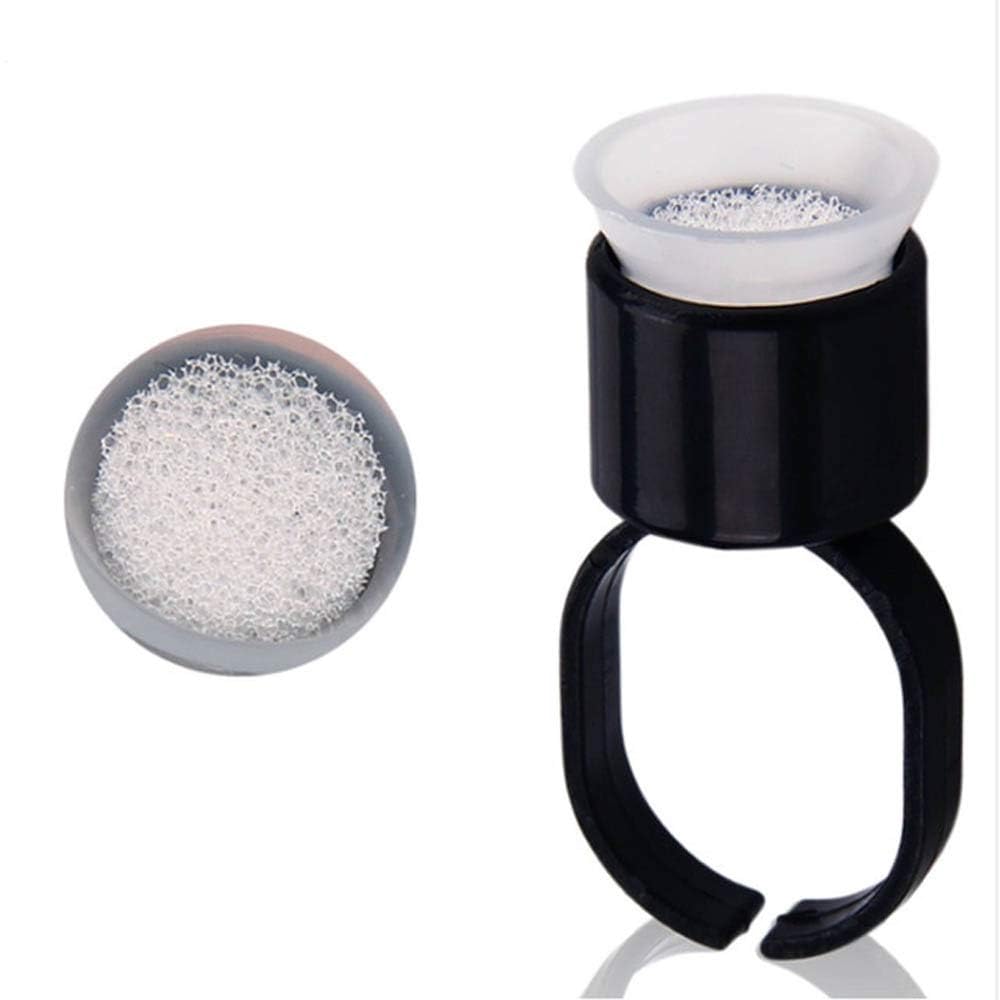 TTS Portable Tattoo Pigment Ring Cup Microblading Glue Ink Ring Cup Sponge Inside Holder Permanent Makeup Cosmetic Accessories (Black)(5 pcs)