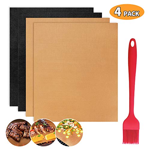 Wior Kupfer-Grillmatten 4er-Set  Antihaft-Grillmatte, Grillmatten für Untergrill, wiederverwendbar und leicht zu reinigen, einfache Verwendung auf Gas-, Holzkohle- und Elektrogrill