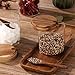 ZJX0769 3 Pack 250ml / 8.5oz Clear Glass Spice Jar with Acacia Wooden Lid and Spoon, Classic Style, Kitchen Storage Container, 3.2 inches (diameter) x 3.5 inches (height)