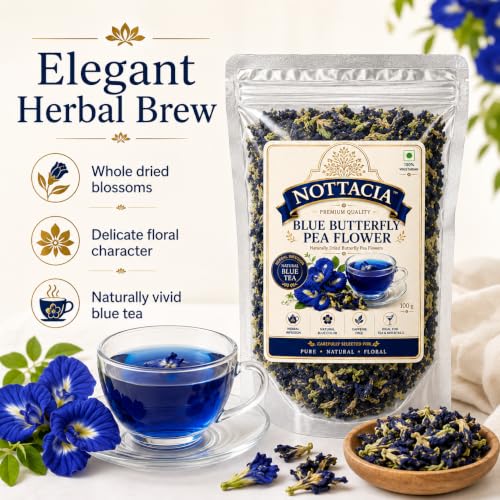 Image of Nottacia Blue Butterfly Pea Flower Tea | Plant Based | SUPER ANTIOXIDANT | Aparajita Shankhpushpi | Flower-Based | Herbal Tea | Caffeine Free - Detox Tea | 100 gm