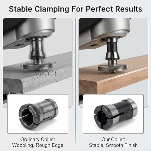 8 Stück Spannzangen Set, Oberfräse Zubehör kompatibel mit Bosch, Einhell, Katsu, Dewalt & Makita Oberfräsen, 6 Klemm-Adapter (6 mm, 6,35 mm, 8 mm) + 2 Muttern für Graviermaschinen & Fräsarbeiten