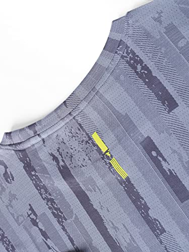 Image of TECHNOSPORT Men Polyester Regular Fit Half Sleeve Jacquard T-Shirt with Double Cool, Quick Dry & Anti Microbial for Sports, Running & Casual Use