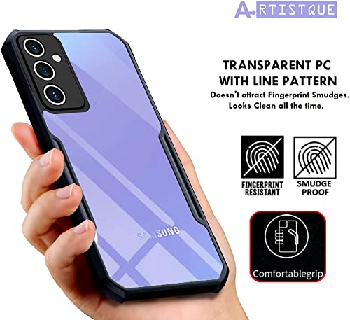 Image of A rtistque Clear Hard Transparent Acrylic Armor Anti-Drop Shockproof TPU Edge Back Cover Case for Samsung Galaxy A54 5G - Black