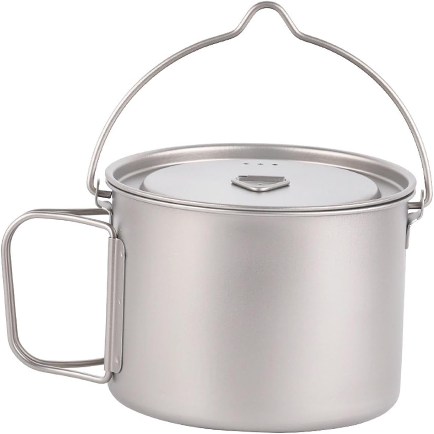 harayaa 900ml Outdoor Titanium Pot Hanging Pot with Foldable Handle Round Travel Mug Outdoor Coffee Mug Titanium Cup for Kitchen BBQ