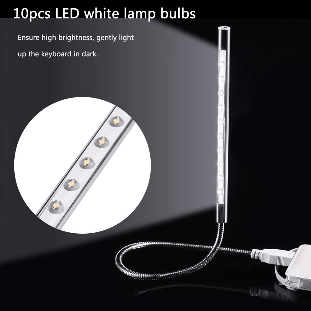 ciciglow Lampada per Laptop, Luce per Tastiera USB Portatile 10 Pezzi Lampada a LED Blubs Light 1W per PC/Laptop/Computer(d'Argento)