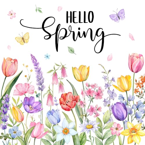 Mocsicka Spring Floral Shower Curtain Hello Spring Watercolor Floral Bathroom