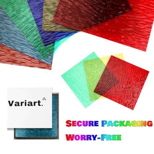 VARIART Stained Glass Panels 12x12 inch,Clear Textured Stained Glass Sheets,Unleash Your Creativity with Easy-to-Cut Mosaic Stained Glass Panels for Arts and Crafts Enthusiast (Water Ripple)