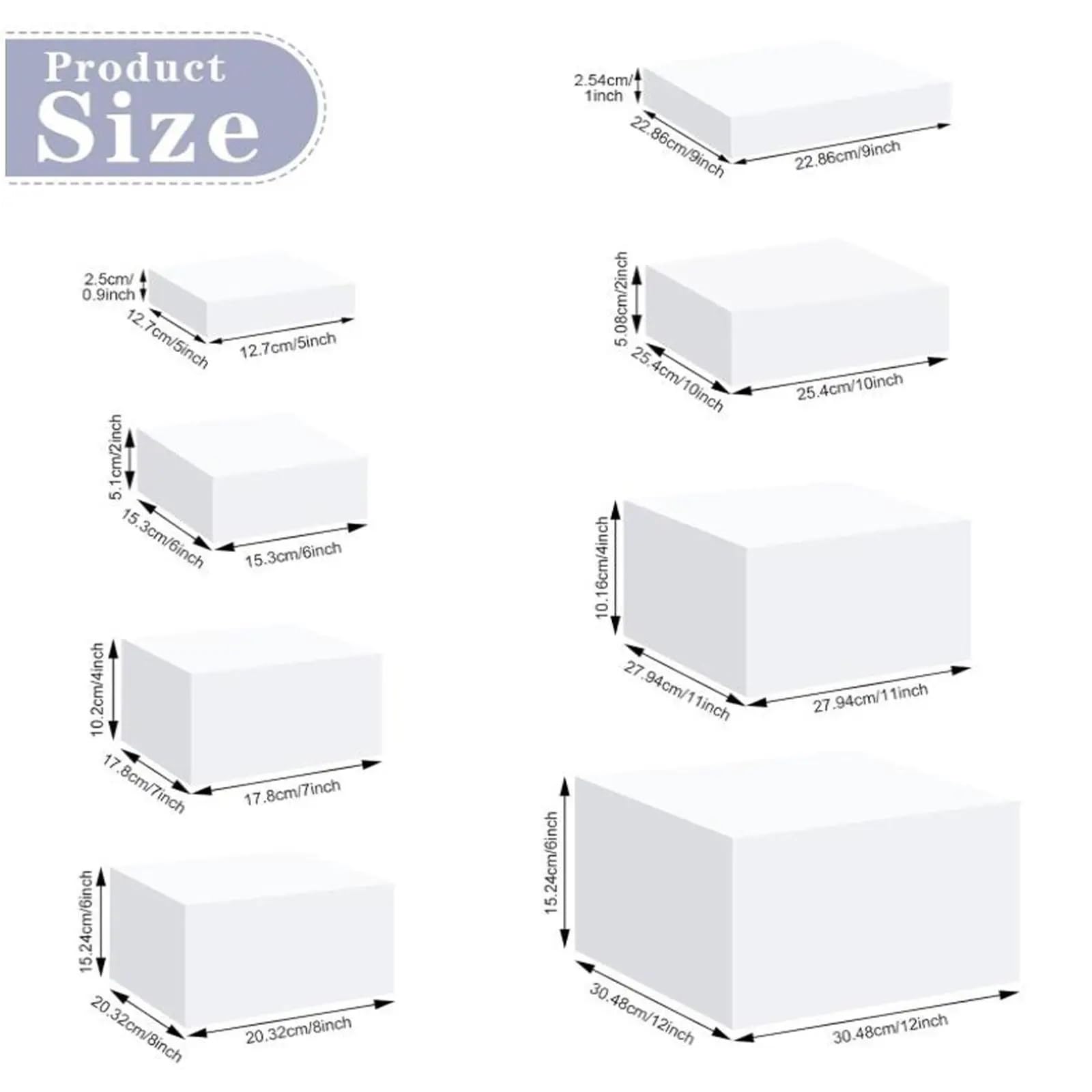 Rehausseur de buffet Lot de 8 boîtes présentation for table avec fond creux for aliments, for collection, bijoux, restauration, dessert(WHITE)
