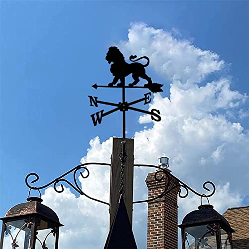 Uybag Metal Weathervane Outdoor Iron Wind Vane Stainless Steel Yard Weather Vane Wind Direction Indicator Lion Wind Measuring Tool,Male Lion #TOP5
