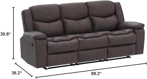 Miniatura 3 de Familymill Sofá reclinable manual de cuero transpirable de 3 asientos para sala de estar
