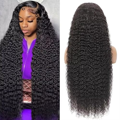 Tagota 32 Inch Deep Wave Lace Front Wigs Human Hair 13x6 HD Lace Front Wigs Human Hair Pre Plucked Brazilian Curly Wig Human Hair 200 Density Glueless Frontal Wigs with Baby Hair For Women