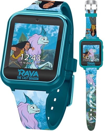 Raya and the Last Dragon Kids Smartwatch with 10 Watch Faces, Step Tracker, Selfie and Video Camera, Timer, Alarm, Fun Games, Calculator, and Wallpapers – Fits Wrists 5.5