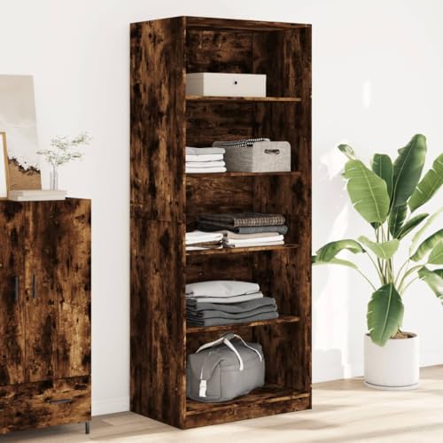 Sufrk Armario de roble ahumado, 80 x 50 x 200 cm, de madera multicapa - Armario multiusos, mueble auxiliar, armario para zapatos, armario escobero