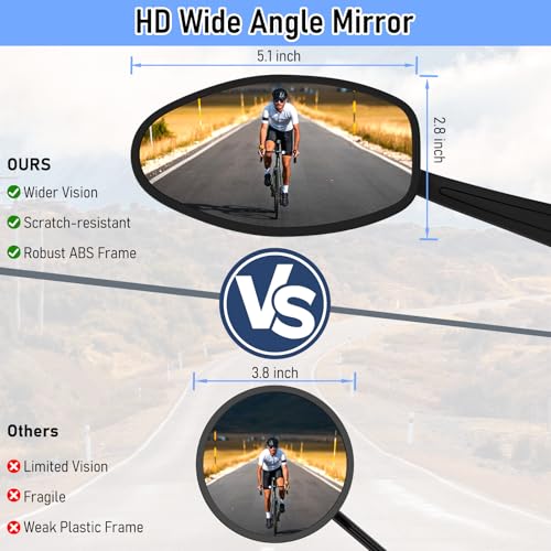 image for Raoot Handlebar Bike Mirror, 360° Adjustable Scratch Resistant Glass 