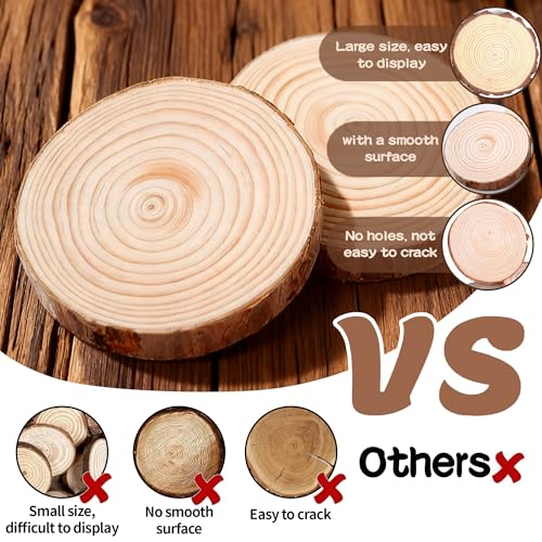 10pcs Natural Wood Slices for Crafts:14-15cm Unfinished Round Log Slices,1cm Thick No Hole Pine Wood Discs with Tree Bark, Rustic Log Wooden Circles for DIY Arts,Wedding,Christmas Ornaments Coasters - Image 5