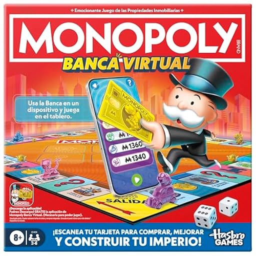 Hasbro Gaming, Monopoly Banca Virtual, Juego Electrónico Familiar, App Gratuita, Fiestas con Familia y Amigos, Inversión y Estrategia, Juego de Mesa para Niños y Niñas de 8 Años o Más | Ya disponible en tu tienda friki favorita! En mundofriki.es!