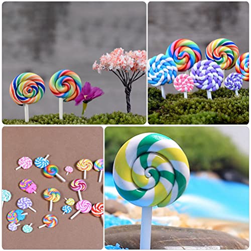 Yardwe Mini Rainbow Swirl Lollipop 20Pcs Mix Colors Tiny 3D Lollipop Candy Miniature Lollipop Micro Garden Decorations Dollhouse Sweet Ornament Random Style #TOP4