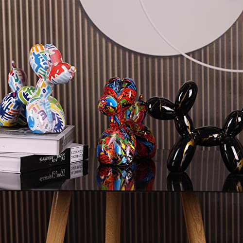 Black Balloon Dog Sculpture Modern Art Balloon Dog Statue Black Balloon Dog Figurines Animal Decor Resin Handmade Ornament Home Decor Accents Suitable For Desktop Living Room Office Study Shelf Decor #TOP6
