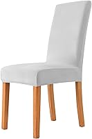 Vista 23 de Fundas elásticas para sillas de comedor, fundas protectoras de asiento extraíbles de terciopelo suave para silla Parson (2, beige)