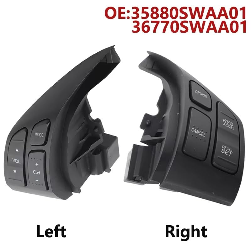 Cruise Control Switch 36770-SWA-A01 35880SWAA01 36770SWAA01 Car Steering Wheel Switch Cruise Control for CRV 2007-2011(A Pair (L R))