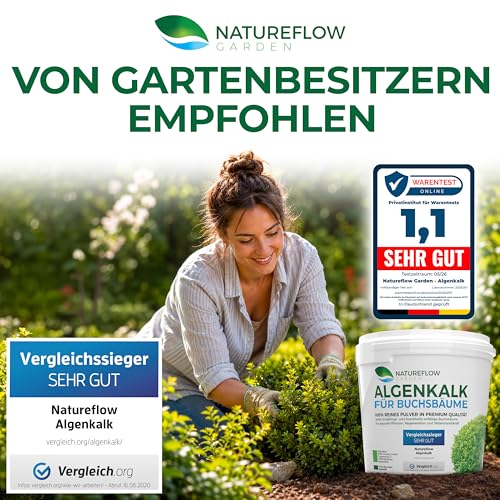 TESTSIEGER Bio Algenkalk für Buchsbäume – Widerstandskraft und Regeneration für anfällige Buchsbäume...