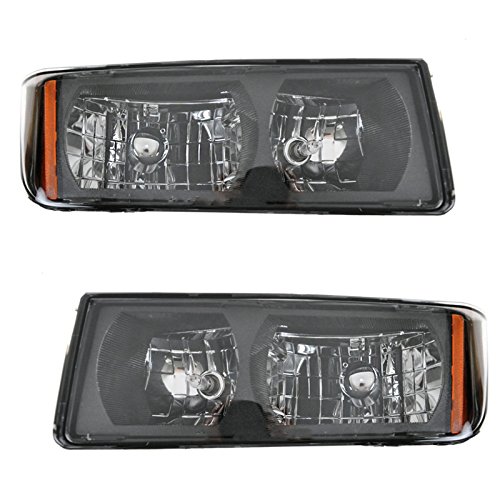 Image of TRQ Headlight Assembly Set GM2502219 GM2503219 Compatible with 2002-2006 Chevrolet Avalanche 1500 Avalanche 2500