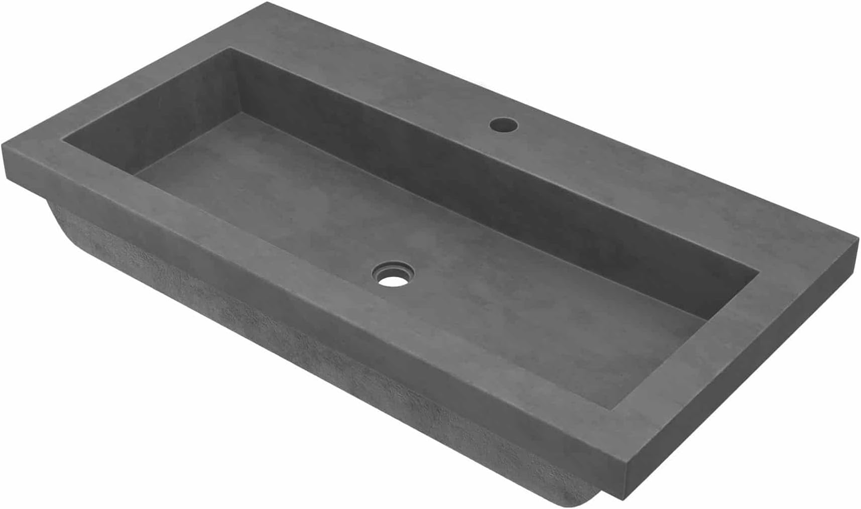 Native Trails NSL3619-S Native Stone Trough Bathroom Sink, 36" x 19", Slate, Single Faucet Hole