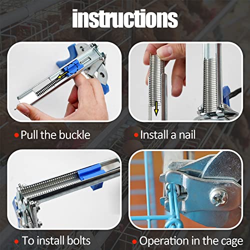 Type M Nail Ring Pliers, Multi-Function Cage Clamp Hog Ring Pliers With 600Pcs Galvanized Steel Rings, Repair Hand Tools With Nail Groove For Animal Cages #TOP4