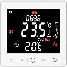 Kiboule Bobina de ventilador inteligente para termostato de sistema de 2 tubos WIFI/485 Modbus com aplicativo e controle de voz Display LCD de 3,5 polegadas Termostato programável inteligente Bloqueio pa