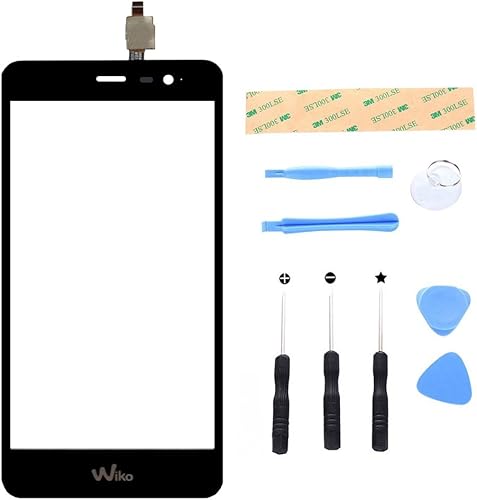 Lusee frontale vetro Schermo per Wiko Tommy 5 0 Pollice Ricambio Schermo Tattile Pannello touch con Set Strumenti Riparazione  Nero 