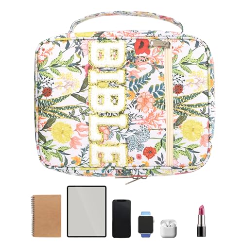 Bkljkf Funda Para Biblia,Bolso Con Flores Bonitas Y Asa | Estuche Para Biblia Floral De Transporte Y Almacenamiento,para Mujeres Adolescentes Iglesia Escuela Universidad Oficina Trabajo Estudio Viaje