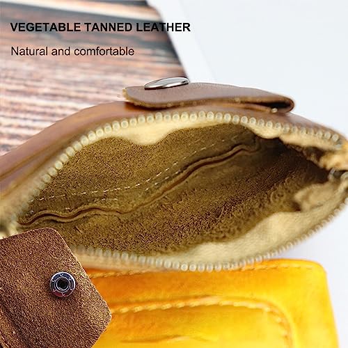 Genuine cowhide - Coin Purse for Men & Women - Leather Coin Pouch - Zipper Coin Purse Wallet - Leather Zipper Storage Bag - Coin Organizer (Black)4