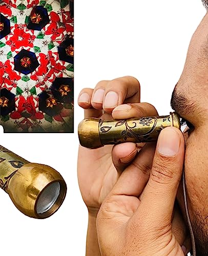 VARTH Pocket Kaleidoscope Antique Brass Kaleidoscope Pendent Easy to Cary Brass Handmade Kaleidoscope for Kids Friends Family 3 Inches x 0.7 Inches