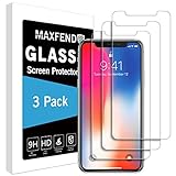 MAXFEND [3 PACK] For Apple iPhone X [Tempered Glass] Screen Protector [Anti-Scratch] [Anti-Fingerprint] [Bubble Free] with Lifetime Replacement Warranty