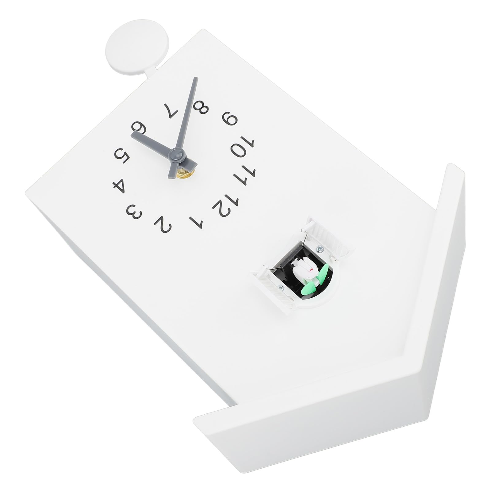 Dioche Clock Reloj de Pared con Forma de Casa de Pájaros con Llamada de Voz de Pájaro, Reloj Colgante de Pared con Péndulo único para Oficina, Dormitorio y Sala de Estar, Verde (White)