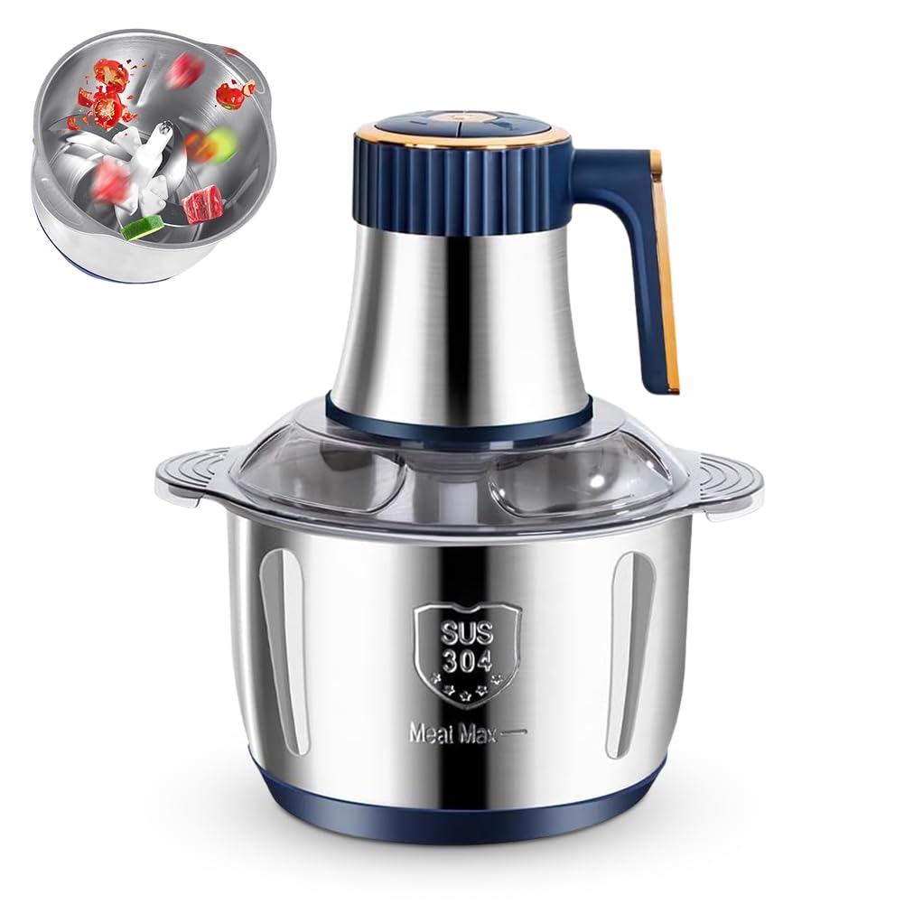 Picadora de cocina Eléctrica, Picadora Multipicadora Eléctrica de 500 W Picadora Universal de 5 L con 5 Configuraciones, con Cuchilla de Acero Giratoria de 6 lados, para Verduras, Frutas y Carnes