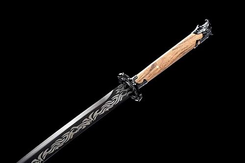 Miniatura 3 de LOONGSWORD - Espada de águila china real, espada ancha (hoja de acero forjado de alto carbono, accesorios de aleación, vaina de palisandro)
