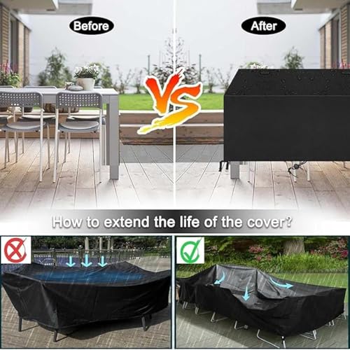 Housse table de jardin imperméable et bâche Oxford 420D résistante au vent