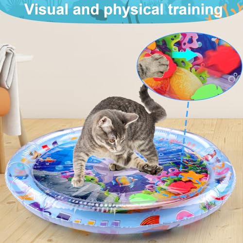 Mity rain Tapete aquático para gatos, tapete sensorial para gatos de 65 cm, brinquedos para gatos em
